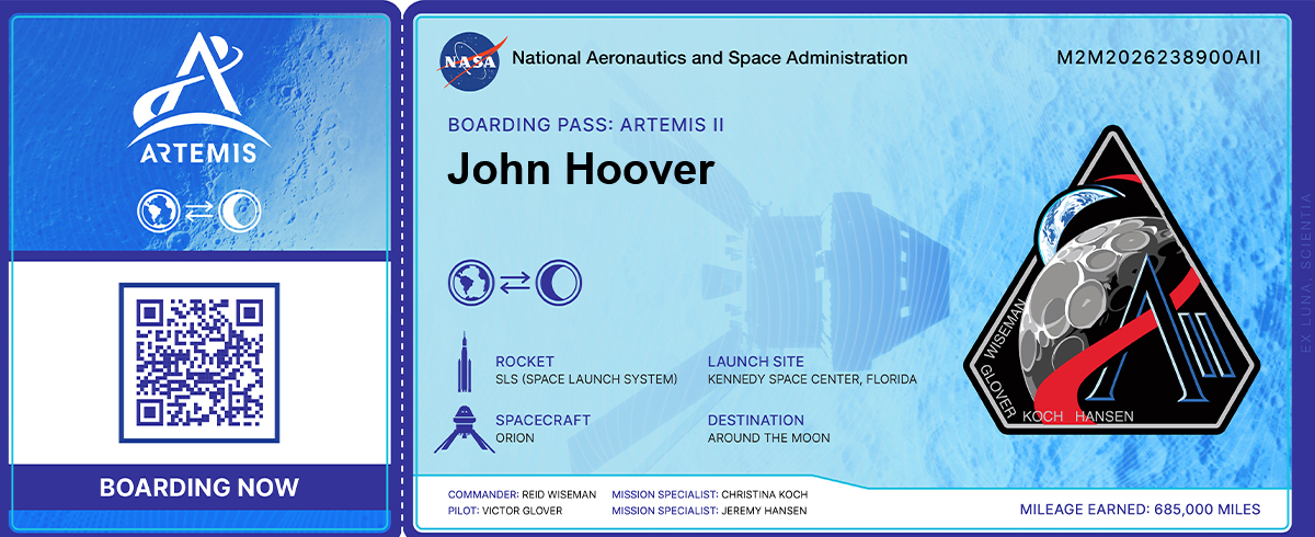 Artemis II Boarding Pass